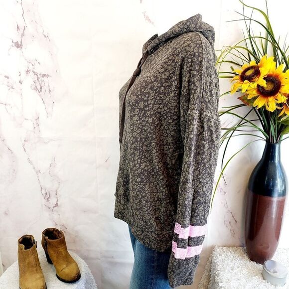 Sundry floral print stripe soft hoodie - Picture 6 of 8